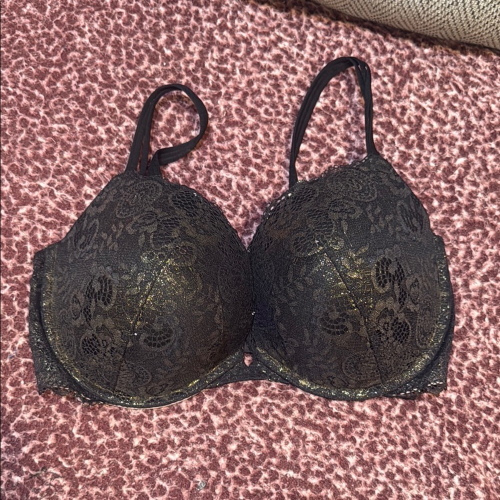 Victoria's Secret Black and Gold Lace Bra